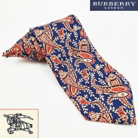 Burberry London Authentic Paisley 100% Silk Neck Tie Soft Made in Italy 58" - Picture 1 of 15